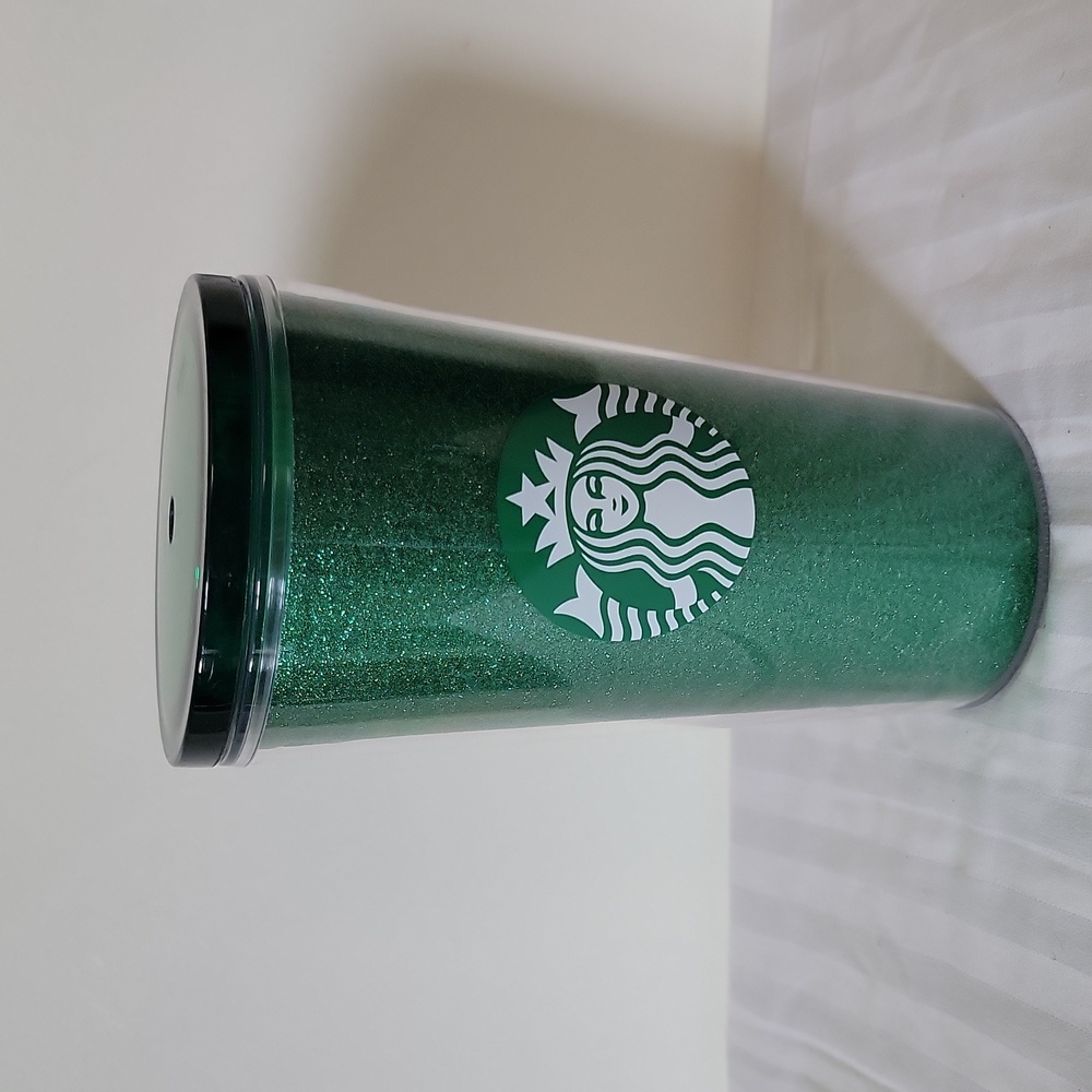 Starbucks Christmas 2020 16 oz Green Glitter  Bling Grande Cold Beverage Tumbler
